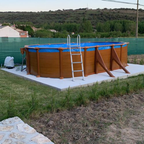 Piscina desmontable de chapa camuflada tipo madera