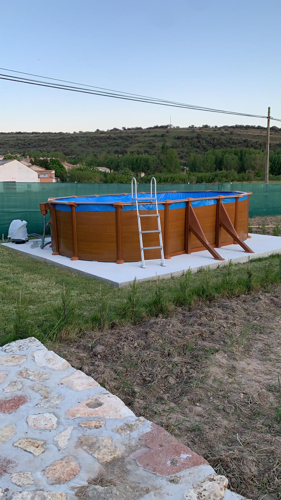 Piscina desmontable de chapa camuflada tipo madera