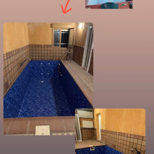 Rehabilitación piscina 5x2,5m lámina mármol en Revillarruz